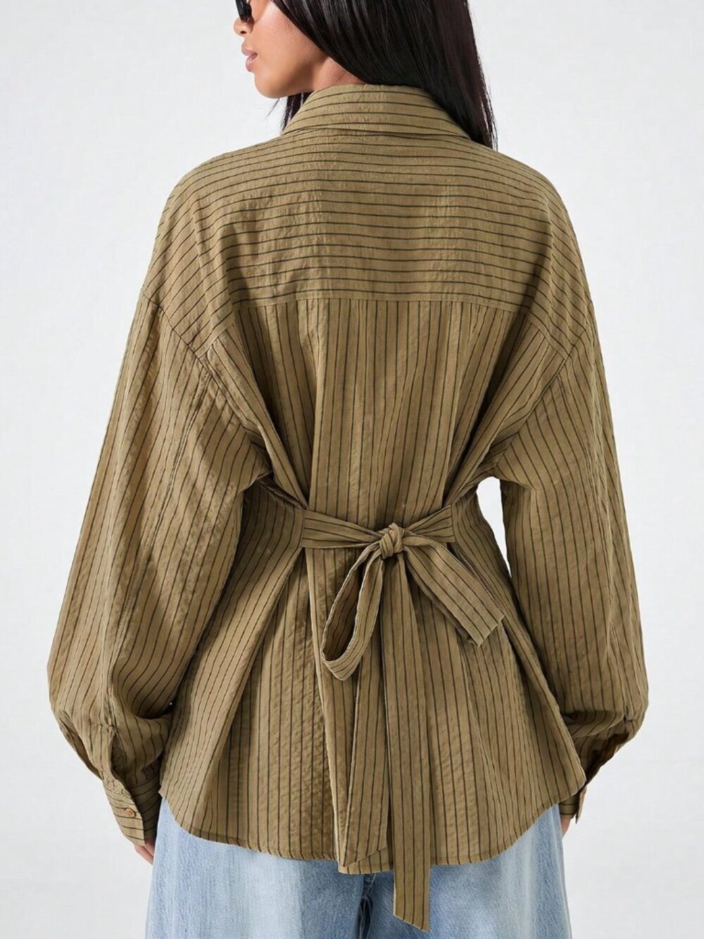 Apricot Casual Women's Arrive Minimalism Tie Waist Shirt